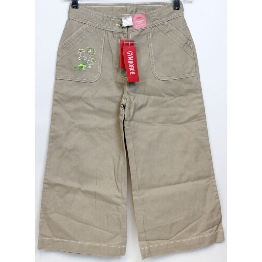 NEW 2006/05 Gymboree Prep Club Khaki Pants Capris sz 7 Spring Tulips Wide Leg